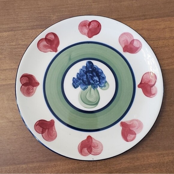 Vintage 1988 Gail Pittman Hearts & Flowers Salad Plate - Picture 1 of 3